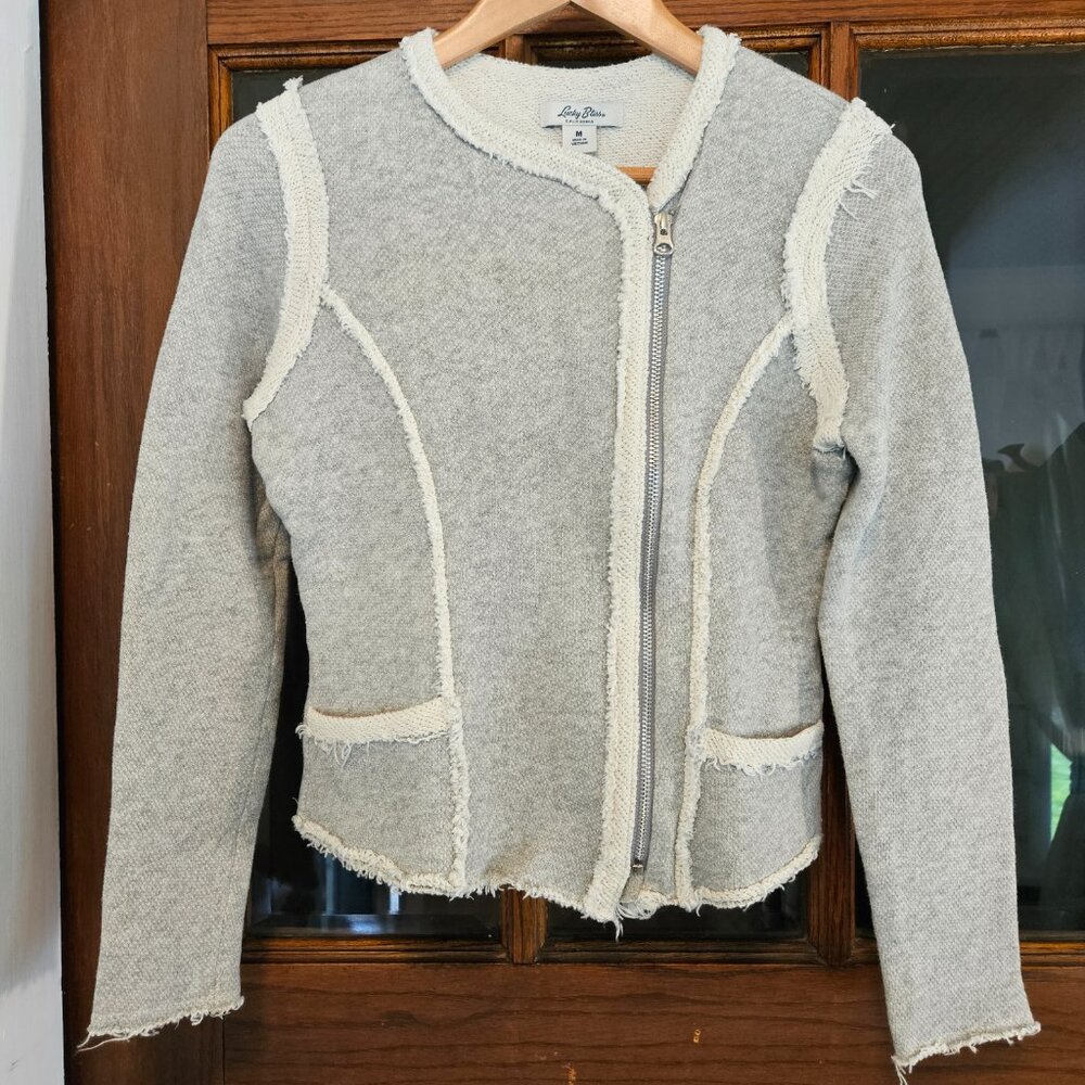 Lucky Brand Lucky Bliss Gray Knit Side Zip Jacket - Size Medium